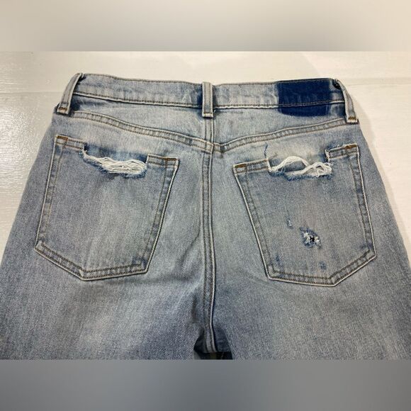 Abercrombie & Fitch Jeans Women’s 25 Blue Boyfriend Mid Rise Distressed Ripped - Picture 4 of 11